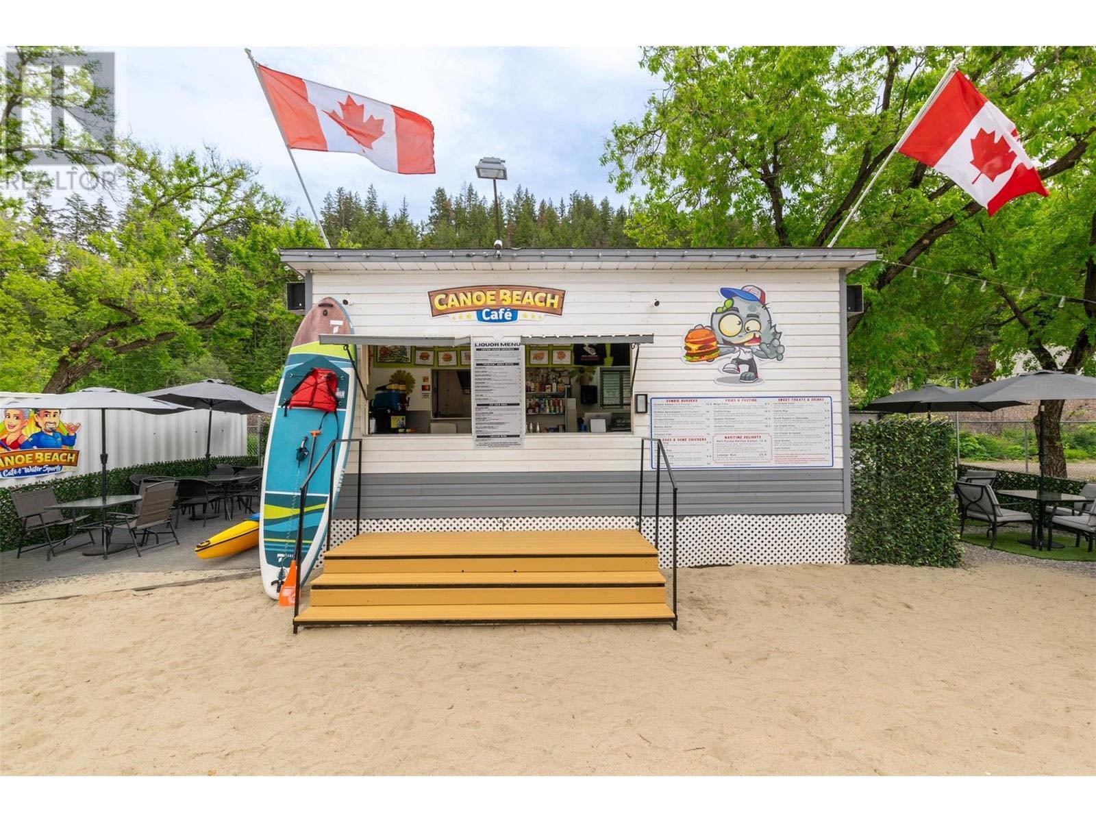 The lakeside Canoe Beach Cafe & Water Sports rental hub